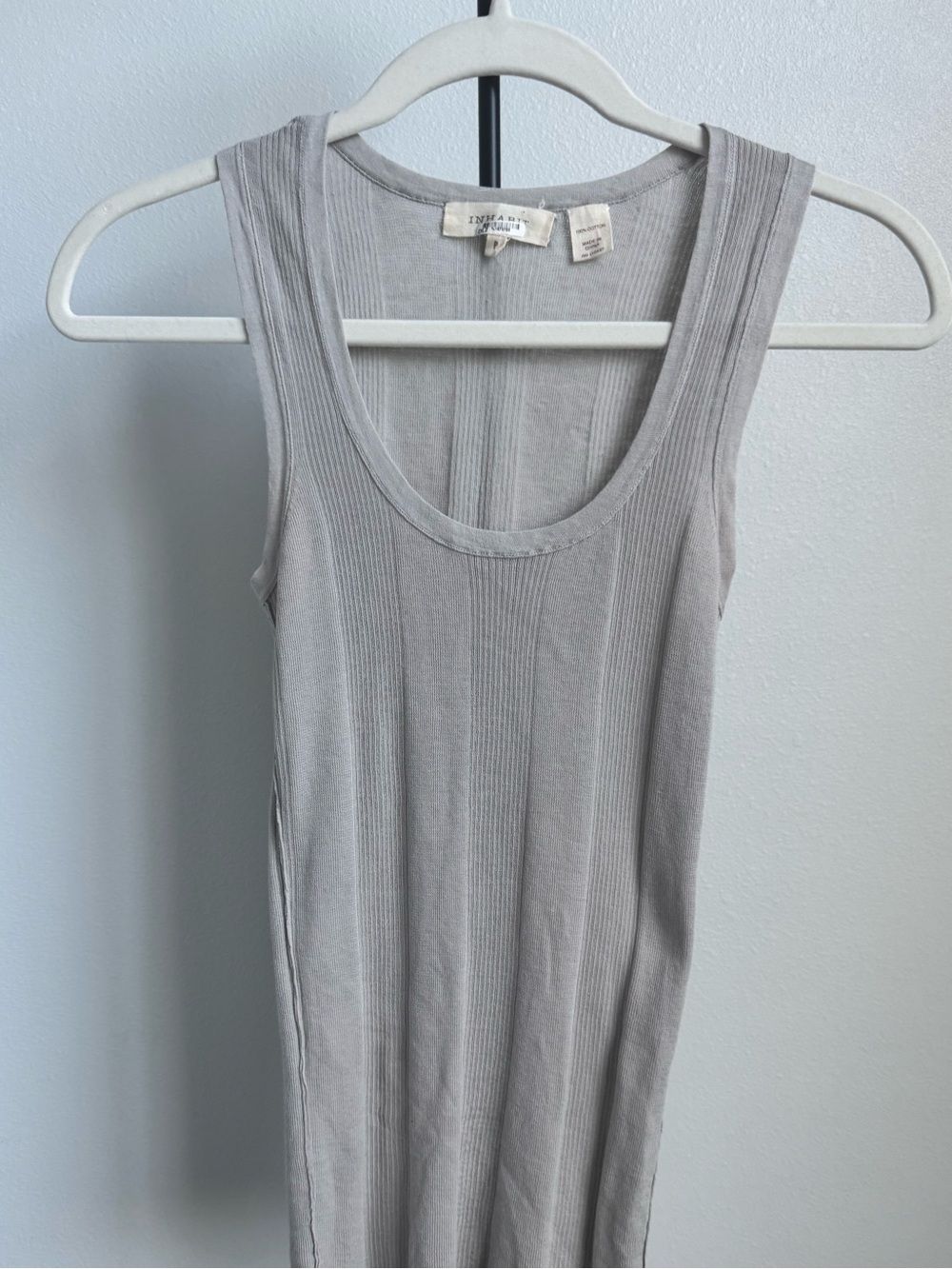 Inhabit Ribbed Scoop Tank Top - Light Gray
